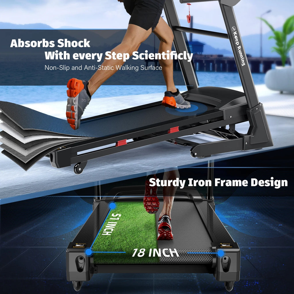 400Lb Capacity 3.5 HP Treadmill with 15% Auto Incline for Home - Heavy Duty Foldable Treadmill with App/Bluetooth - 18 Inch Wide Belt Folding Treadmill