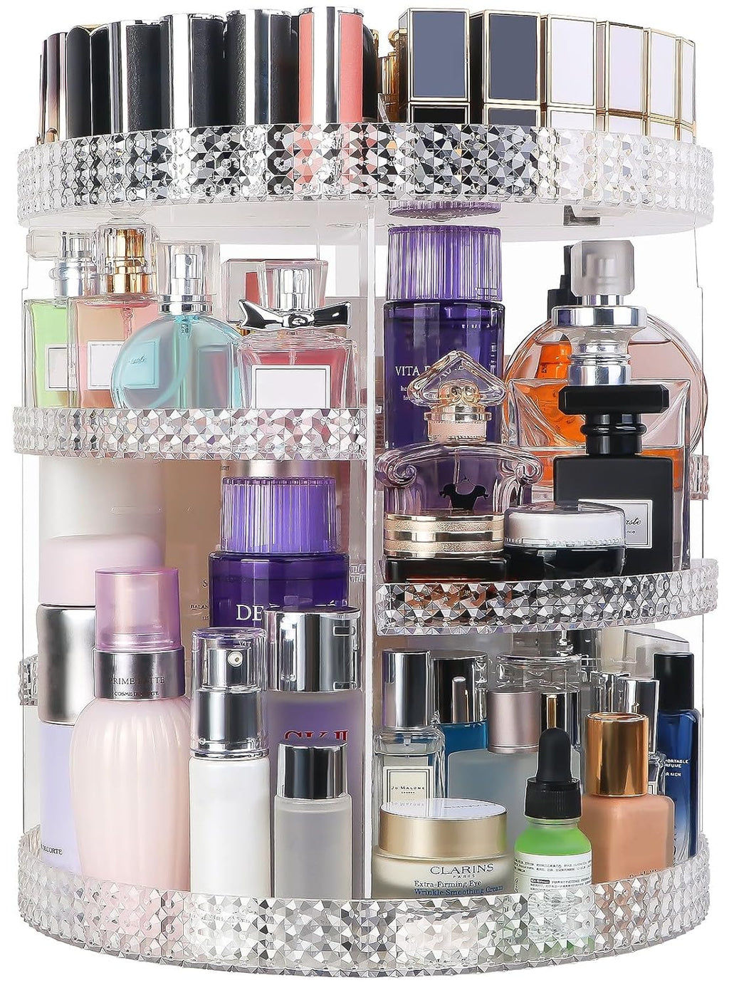 360 Degree Rotating Makeup Organizer, Extra Large Capacity Perfume Organizer, Removable DIY 7 Layers Make up Organizer for Vanity, Cosmetic Display Case Organizador De Maquillaje (Clear)