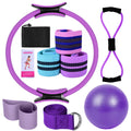 Pilates Essentials Kit for Women,Pilates Kit,Pilates Ring,Yoga Sets for Women Pilates at Home Equipment Pilates Magics Ring Booty Bands for Working(Purple 14.57*14.57*2.36In)From