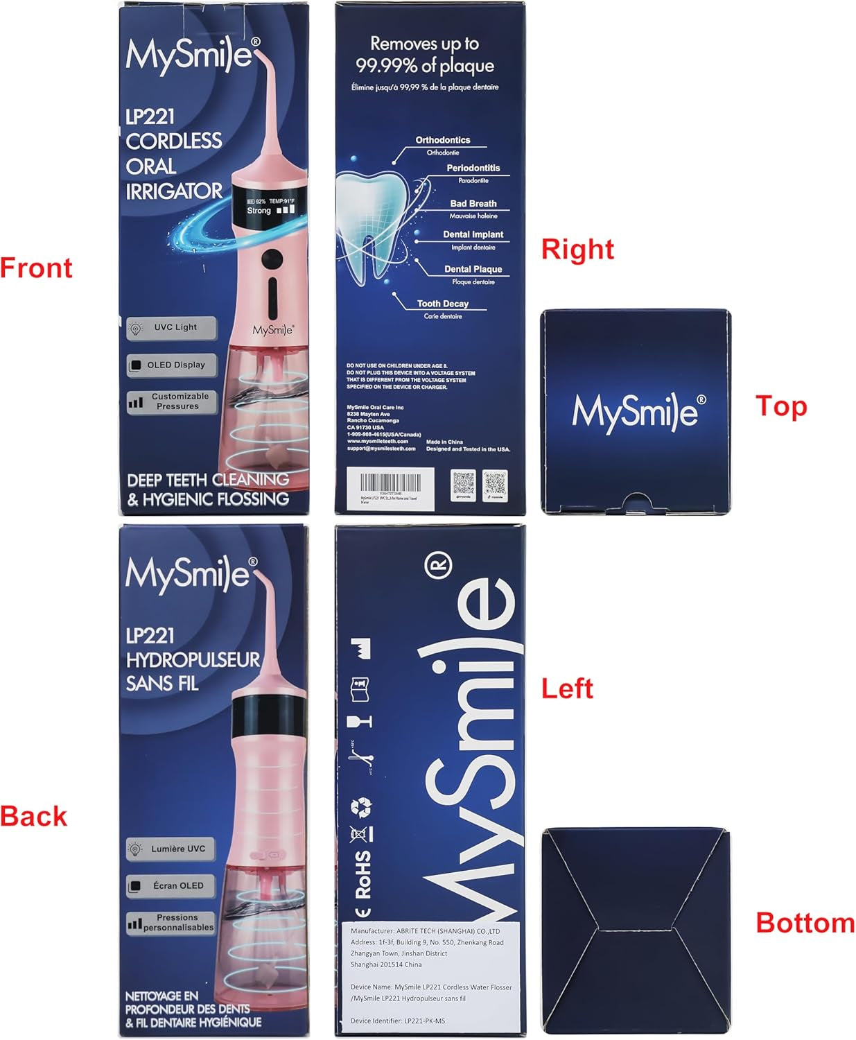 LP221 Cordless Water Flossers for Teeth with UVC Light Sanitizer and OLED Display, 335ML 4 Modes Water Teeth Cleaner Picks for Teeth Cleaning and Water Flossing (Juicy Pink)