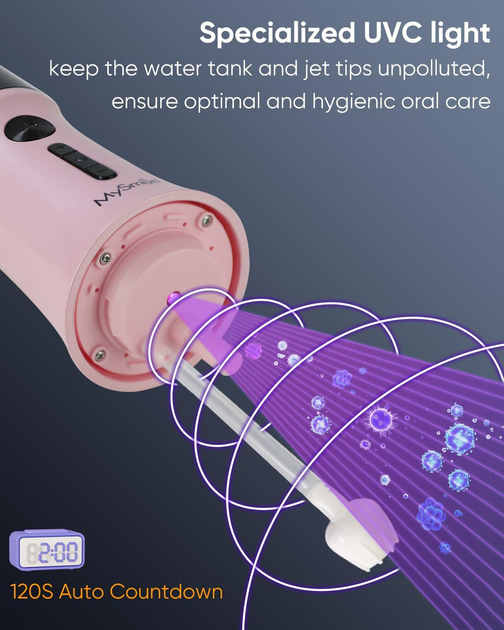 LP221 Cordless Water Flossers for Teeth with UVC Light Sanitizer and OLED Display, 335ML 4 Modes Water Teeth Cleaner Picks for Teeth Cleaning and Water Flossing (Juicy Pink)