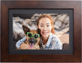 Photoshare 10” Wifi Digital Picture Frame, Send Pics from Phone to Frames, 8 GB, Holds 5,000+ Photos, HD Touchscreen, Espresso Wood Frame, Easy Setup, No Fees
